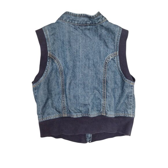 Gymboree Y2K Girls Denim Vest Size 7 Full Zip Embroidered Crown Vintage Blue - Picture 3 of 5
